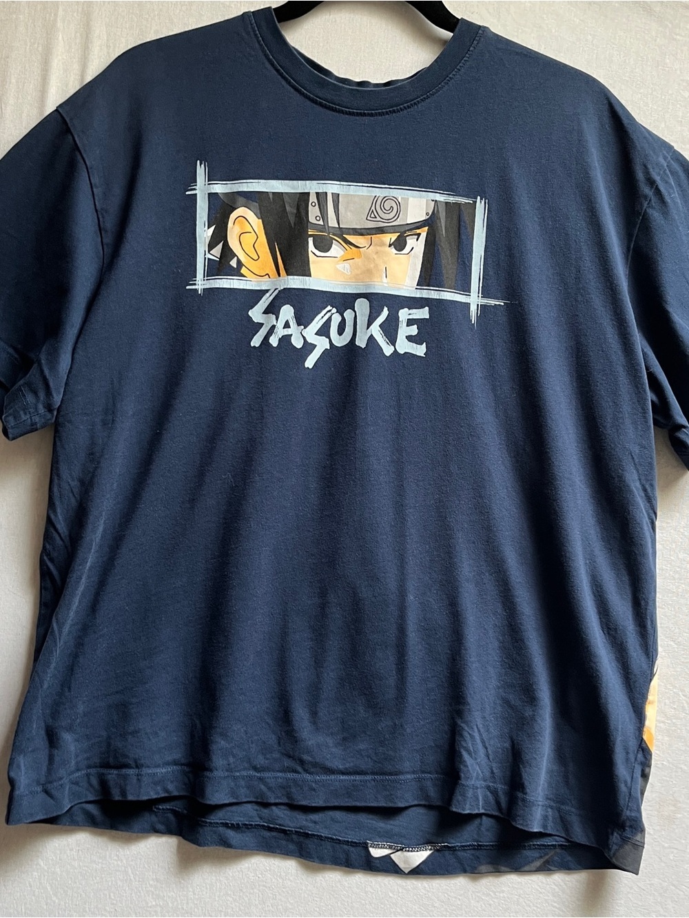 Naruto Sasuke Oversized Fit Graphic 100% Cotton T Shirt Sz M